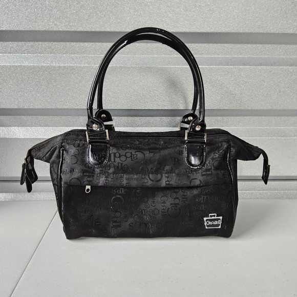 Caboodles Satchel Purse Handbag Top Handle‎ Black Logo Print Travel Bag - Picture 1 of 13